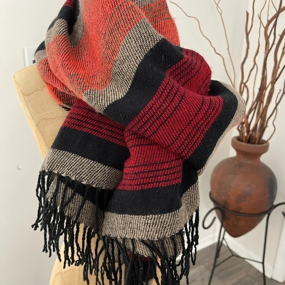 Vintage Unisex Scarf Shawl Multi Color 29”x75” Acrylic Blend